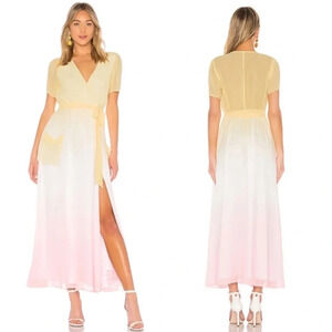 🌟NEW Revolve LPA The Label Yellow Pink Maxi Wrap Dress 530 in Ombre Size Medium